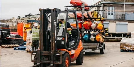 Canoes delivered to St Mary's Quay to be shipped to the mainland