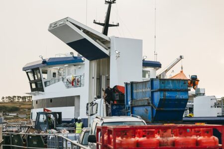 Cargo waiting to be loaded onto Menawethan