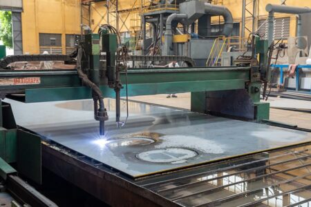 Steel being cut for Menawethan