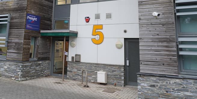 The front of the Hayle warehouse in Cornwall