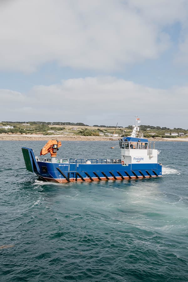 Gugh (landing craft) sailing from St Mary's