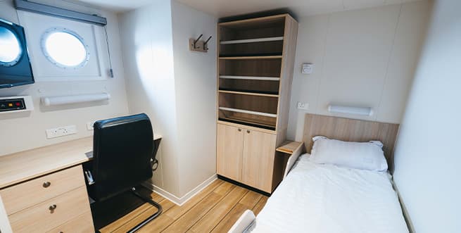 Inside Menawethan's crew cabin