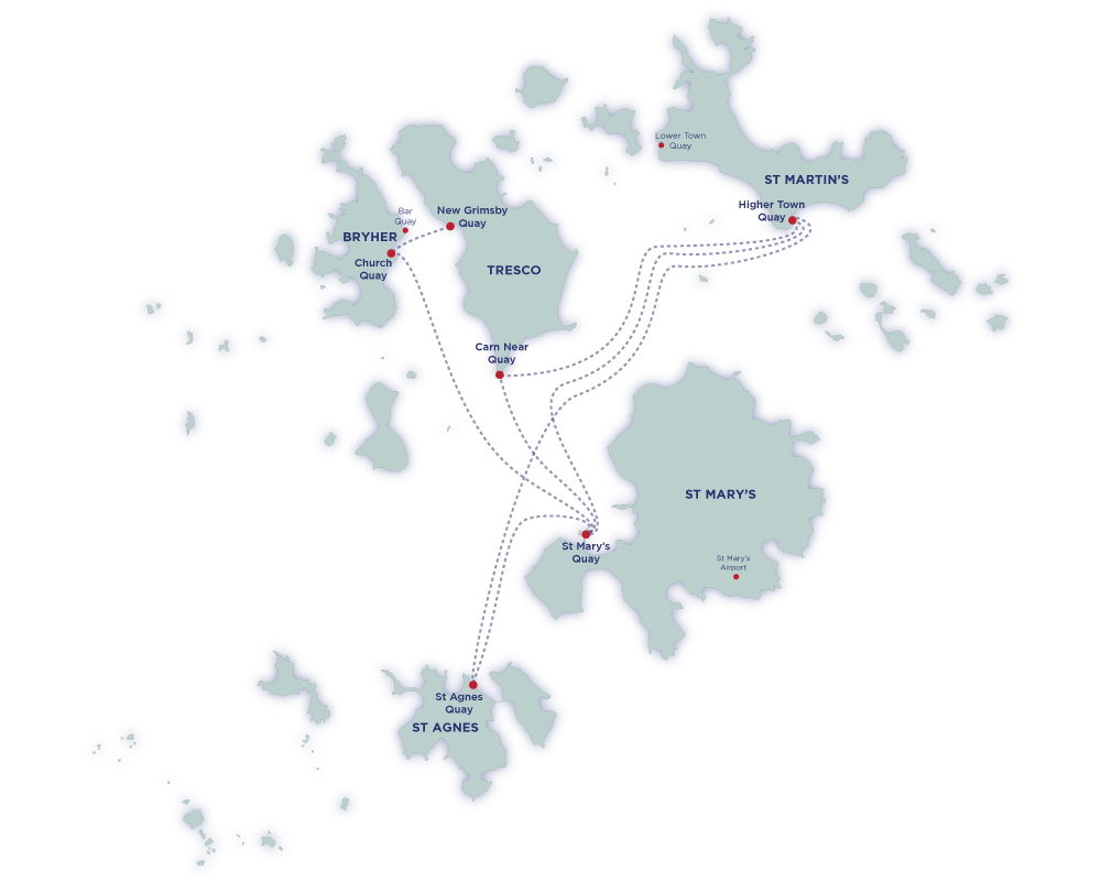 Isles of Scilly Off Island Freight Routes Map