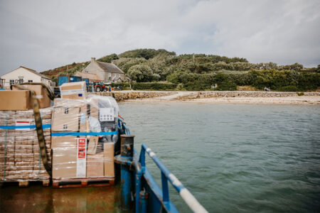 Lyonesse Lady arriving at Tresco to unload freight
